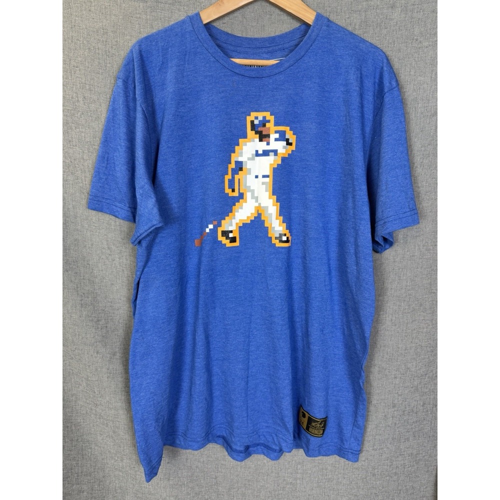 Baseballism Ken Griffey Jr 8-Bit Pixel Art T-Shirt Mens XXL Blue Heather 24 Blue